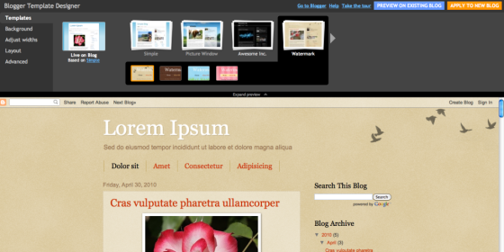 Example of blogger template designer
