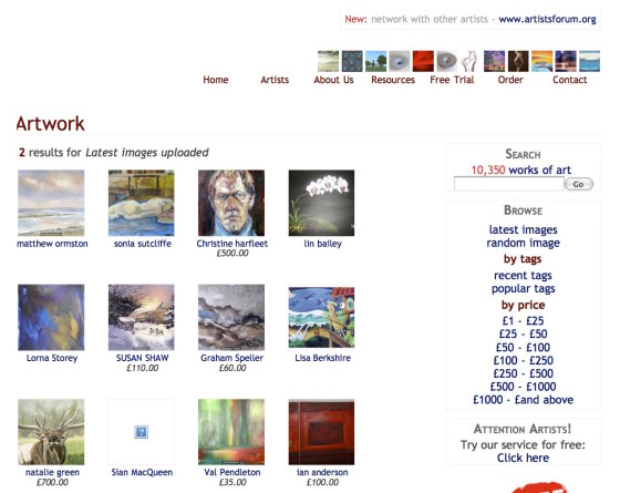 A very early ArtWeb - back when it was The Artists Web