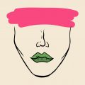 incognito woman face with green lips and pink brushstroke on face - women artists surrealism